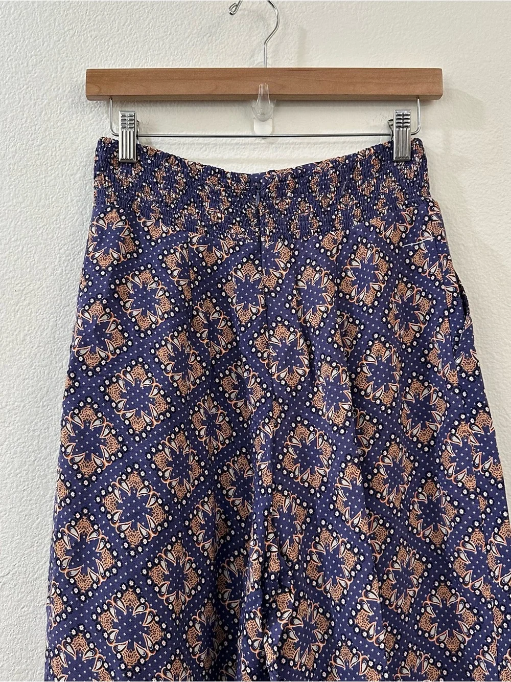 Anthropologie MAEVE Pants TERRACE FLORAL Palazzo Purple Peach Pull On Size 2